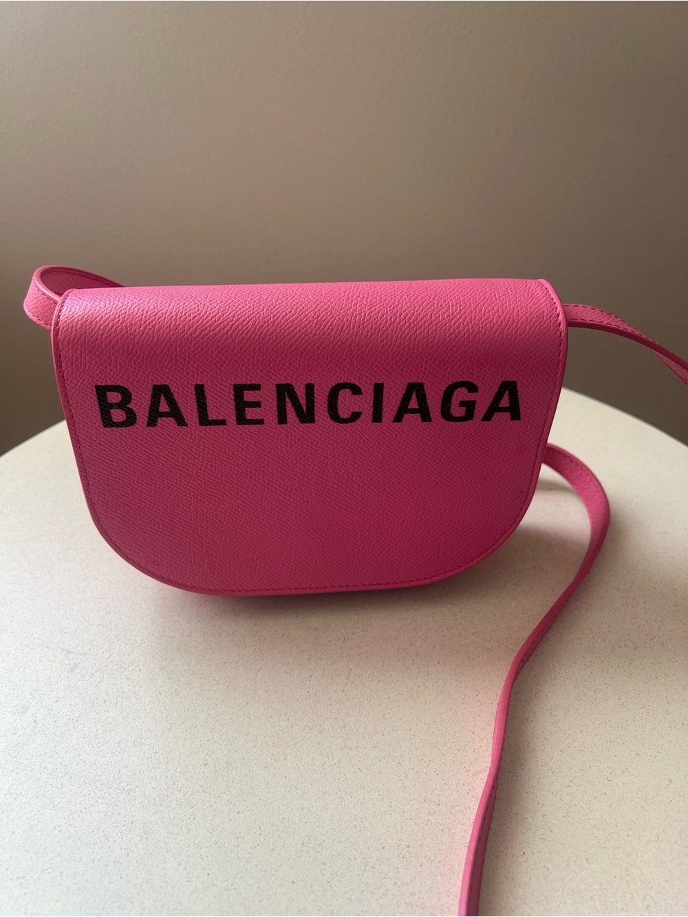 Balenciaga Hot Pink Crossbody Logo Saddle Bag